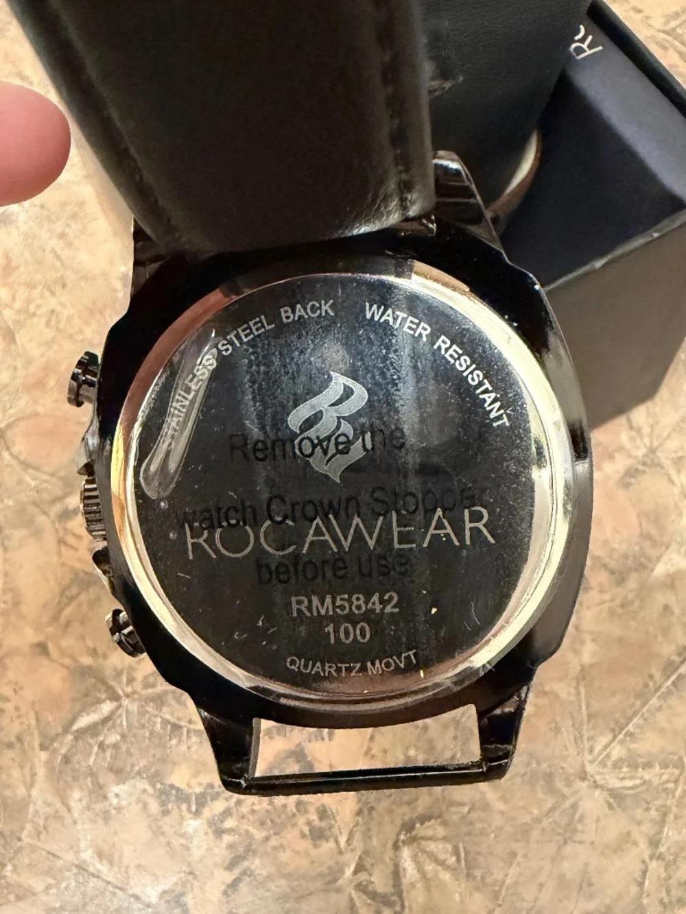 Rocawear Men’s Black Dial Watch Gift Set NWT Faux Leather Extra Strap